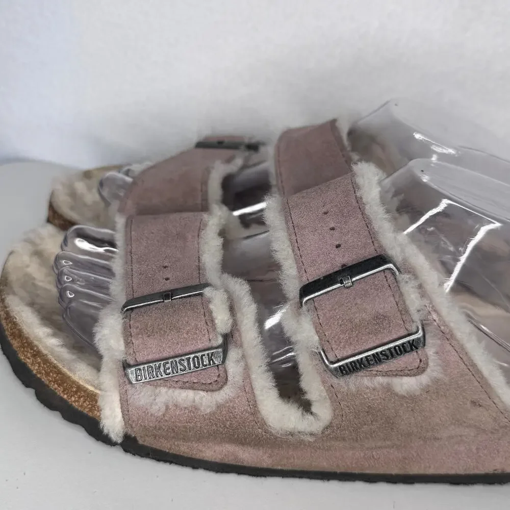 Birkenstock Arizona Shearling Suede Sandals Taupe Brown EU 42 US Men’s 9-9.5